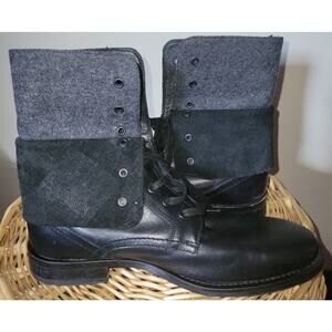 Mens Black Leather Boots Mind Overmatter Size 8.5 US Kenneth Cole M62709 Combat
